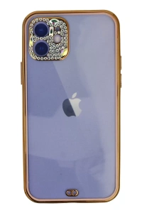 Apple iPhone 12 Kılıf Liva Taşlı Silikon - Pembe