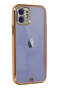 Apple iPhone 12 Kılıf Liva Taşlı Silikon - Pembe