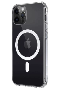Apple iPhone 12 Kılıf Magneticsafe Şeffaf Silikon - Şeffaf