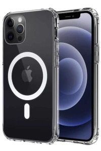 Apple iPhone 12 Kılıf Magneticsafe Şeffaf Silikon - Şeffaf