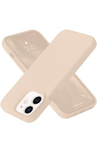 Apple iPhone 12 Kılıf Nano içi Kadife Silikon - Pudra