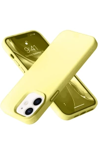 Apple iPhone 12 Kılıf Nano içi Kadife Silikon- Sarı