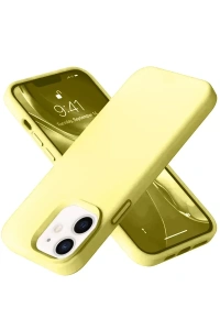 Apple iPhone 12 Kılıf Nano içi Kadife Silikon- Sarı
