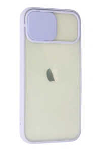Apple iPhone 12 Kılıf Palm Buzlu Kamera Sürgülü Silikon - Lila