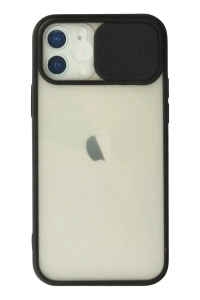 Apple iPhone 12 Kılıf Palm Buzlu Kamera Sürgülü Silikon - Siyah