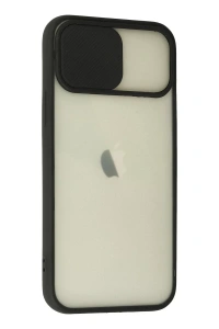 Apple iPhone 12 Kılıf Palm Buzlu Kamera Sürgülü Silikon - Siyah