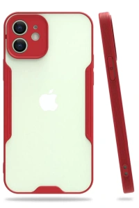 Apple iPhone 12 Kılıf Platin Silikon - Kırmızı