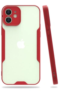 Apple iPhone 12 Kılıf Platin Silikon - Kırmızı
