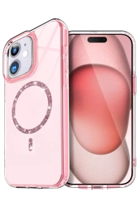 Apple iPhone 12 Live Diamond Magsafe Kapak - Pembe