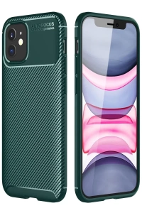 Apple iPhone 12 Mini Kılıf Auto Focus Karbon Kapak - Yeşil
