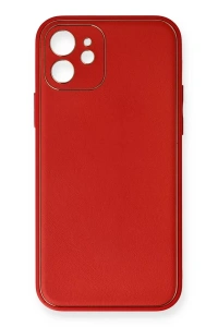 Apple iPhone 12 Mini Kılıf Coco Deri Silikon Kapak - Kırmızı