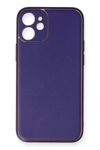 Apple iPhone 12 Mini Kılıf Coco Deri Silikon Kapak - Mor
