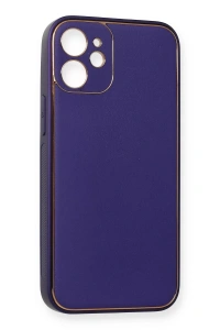 Apple iPhone 12 Mini Kılıf Coco Deri Silikon Kapak - Mor