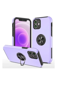 Apple iPhone 12 Mini Kılıf Elit Yüzüklü Kapak - Mor