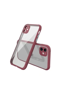 Apple iPhone 12 Mini Kılıf Miami Şeffaf Silikon - Fuşya