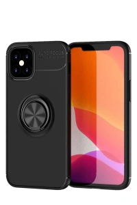Apple iPhone 12 Mini Kılıf Range Yüzüklü Silikon - Siyah
