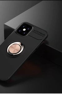 Apple iPhone 12 Mini Kılıf Range Yüzüklü Silikon - Siyah-Gold