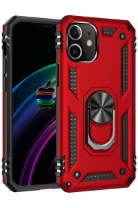 Apple iPhone 12 Mini Kılıf Sofya Yüzüklü Silikon Kapak - Kırmızı