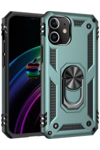 Apple iPhone 12 Mini Kılıf Sofya Yüzüklü Silikon Kapak - Yeşil