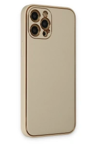 Apple iPhone 12 Pro Kılıf Coco Deri Silikon Kapak - Gold