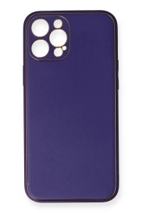 Apple iPhone 12 Pro Kılıf Coco Deri Silikon Kapak - Mor