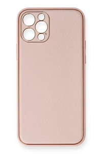 Apple iPhone 12 Pro Kılıf Coco Deri Silikon Kapak - Pembe
