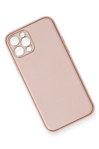 Apple iPhone 12 Pro Kılıf Coco Deri Silikon Kapak - Pembe