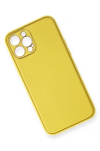 Apple iPhone 12 Pro Kılıf Coco Deri Silikon Kapak - Sarı