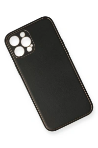 Apple iPhone 12 Pro Kılıf Coco Deri Silikon Kapak - Siyah