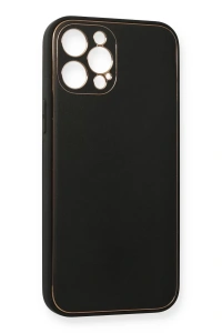 Apple iPhone 12 Pro Kılıf Coco Deri Silikon Kapak - Siyah
