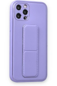 Apple iPhone 12 Pro Kılıf Coco Deri Standlı Kapak - Koyu Lila