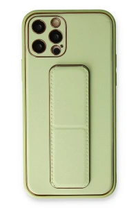 Apple iPhone 12 Pro Kılıf Coco Deri Standlı Kapak - Su Yeşili