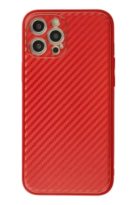 Apple iPhone 12 Pro Kılıf Coco Karbon Silikon - Kırmızı