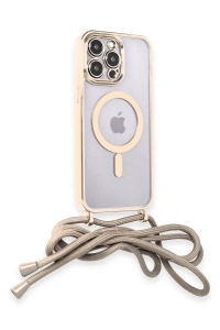 Apple iPhone 12 Pro Kılıf Divo Lazer Askılı Magsafe Kapak - Gold