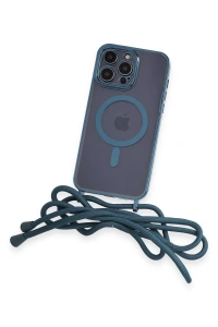 Apple iPhone 12 Pro Kılıf Divo Lazer Askılı Magsafe Kapak - Sierra Blue