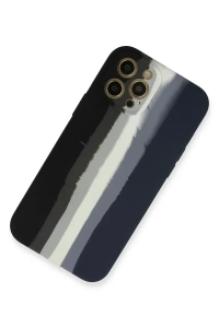 Apple iPhone 12 Pro Kılıf Ebruli Lansman Silikon - Siyah-Lacivert