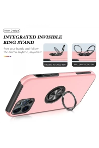Apple iPhone 12 Pro Kılıf Elit Yüzüklü Kapak - Pembe