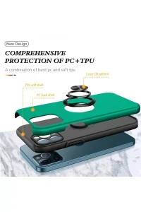 Apple iPhone 12 Pro Kılıf Elit Yüzüklü Kapak - Yeşil