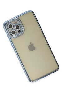 Apple iPhone 12 Pro Kılıf Joke Taşlı Silikon - Mavi