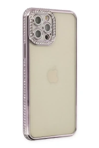 Apple iPhone 12 Pro Kılıf Joke Taşlı Silikon - Mor