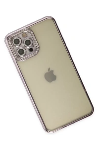 Apple iPhone 12 Pro Kılıf Joke Taşlı Silikon - Mor