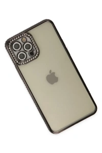 Apple iPhone 12 Pro Kılıf Joke Taşlı Silikon - Siyah