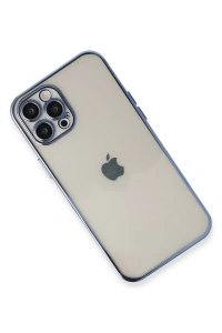 Apple iPhone 12 Pro Kılıf Lensli Silikon - Açık Mavi