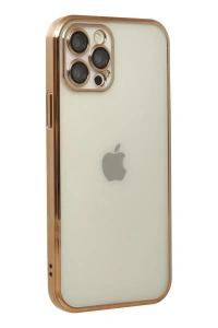 Apple iPhone 12 Pro Kılıf Lensli Silikon - Gold