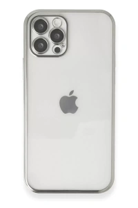 Apple iPhone 12 Pro Kılıf Lensli Silikon - Gümüş
