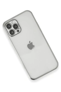 Apple iPhone 12 Pro Kılıf Lensli Silikon - Gümüş