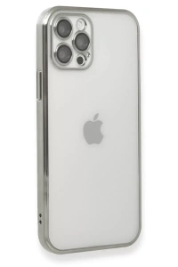 Apple iPhone 12 Pro Kılıf Lensli Silikon - Gümüş