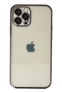 Apple iPhone 12 Pro Kılıf Lensli Silikon - Siyah