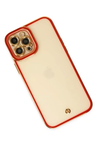Apple iPhone 12 Pro Kılıf Liva Lens Silikon - Kırmızı