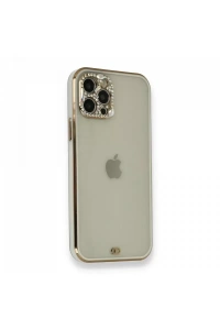 Apple iPhone 12 Pro Kılıf Liva Taşlı Silikon - Beyaz